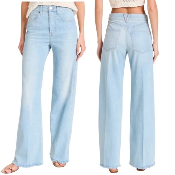 New Veronica Beard Taylor Relaxed Wide Leg High Rise Jeans 31 In Aire Wash Blue - Picture 15 of 15
